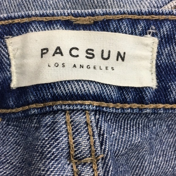 PACSUN Shorts Jean Denim Mom High Rise Waist Light Wash 2” Inseam Cuffed Size 24 - Picture 7 of 10